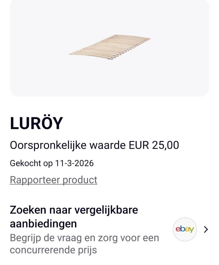 Lattenbodem Ikea, 90 cm, Eenpersoons, Nieuw, Ophalen of Verzenden