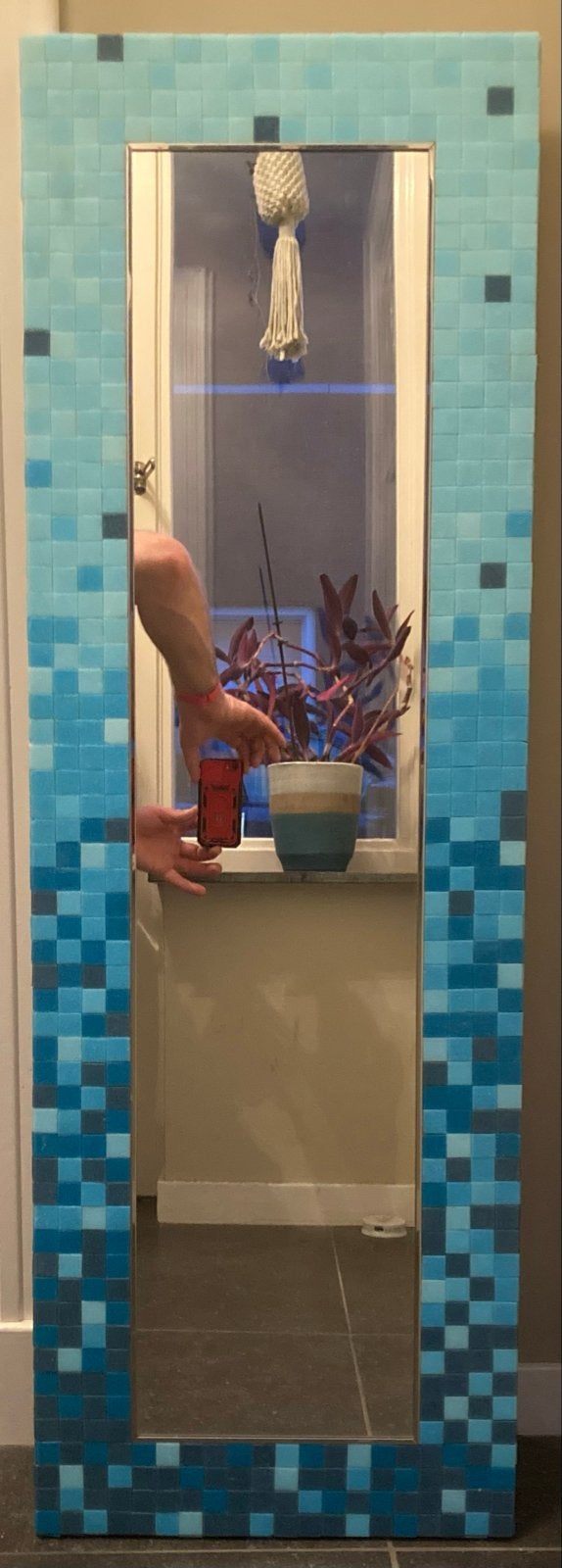 Mozaïek spiegel in blauwtinten, Huis en Inrichting, Ophalen, Minder dan 50 cm, 100 tot 150 cm, Zo goed als nieuw