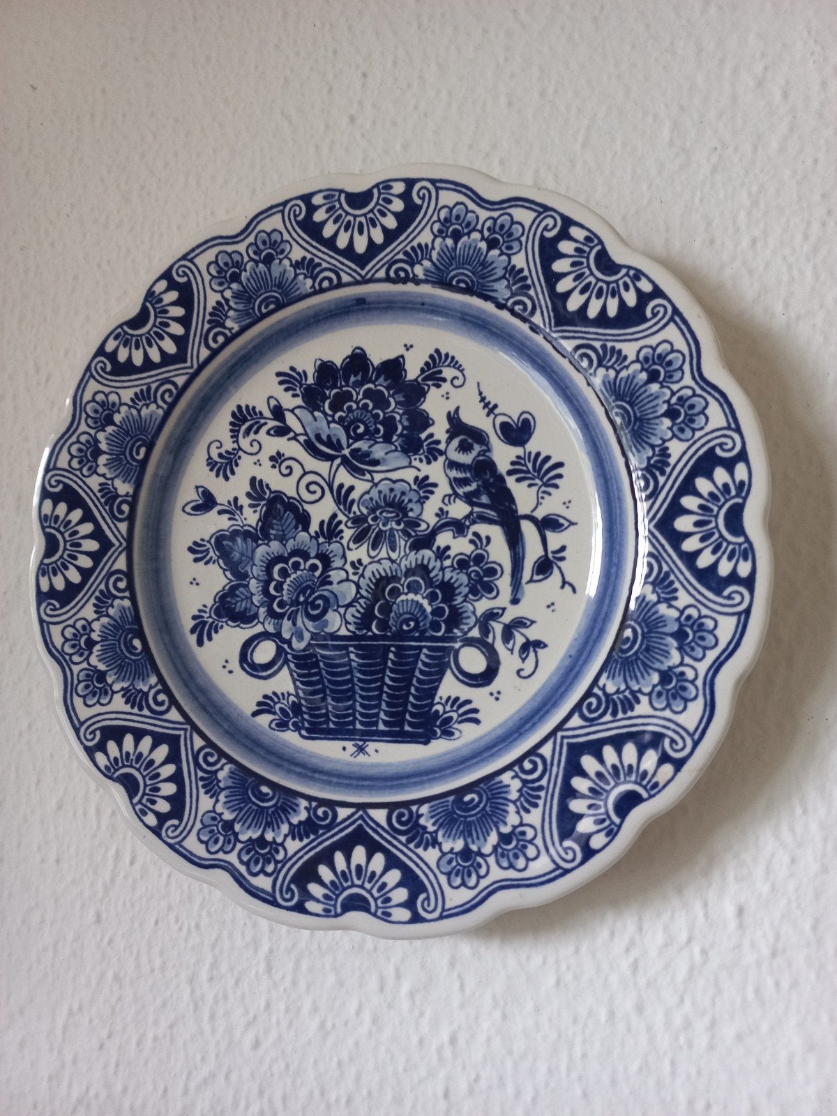 Delfstblauw wandbord - Handgeschilderd - 18,5 cm, Ophalen of Verzenden