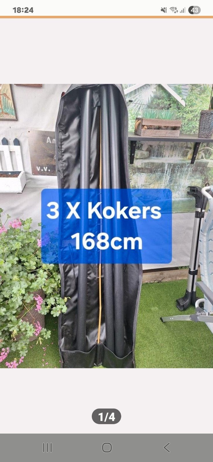 3x Kokers 168cm voor Voer- of Vaste Hengels, Ophalen of Verzenden, Gebruikt, Koffer of Tas