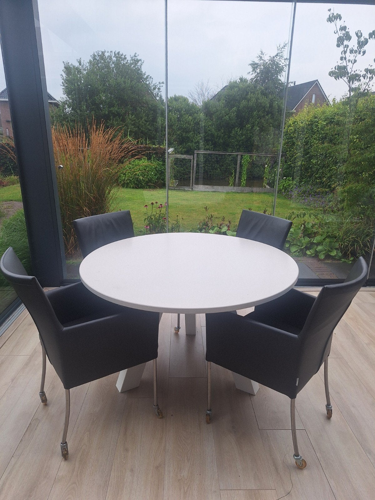 4 Bert Plantagie design eetkamerstoelen, Huis en Inrichting, Stoelen, Ophalen, Gebruikt, Leer, Vier