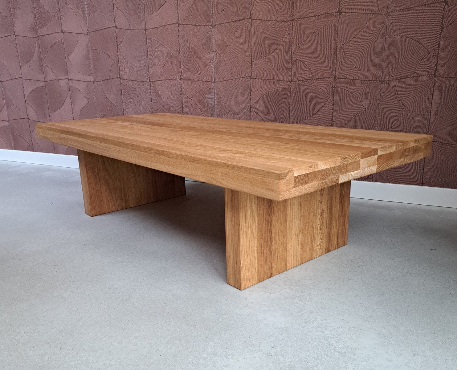 *Nieuw*Prachtige massief eiken salontafel, Ophalen, 100 tot 150 cm, Eikenhout, Nieuw