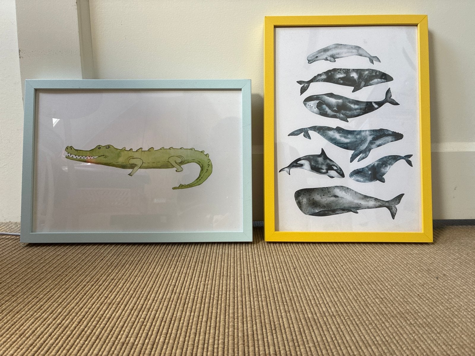 Leuke kinderposters: krokodil en walvissen, 50 – 75, Minder dan 50 cm, Ophalen of Verzenden, Zo goed als nieuw