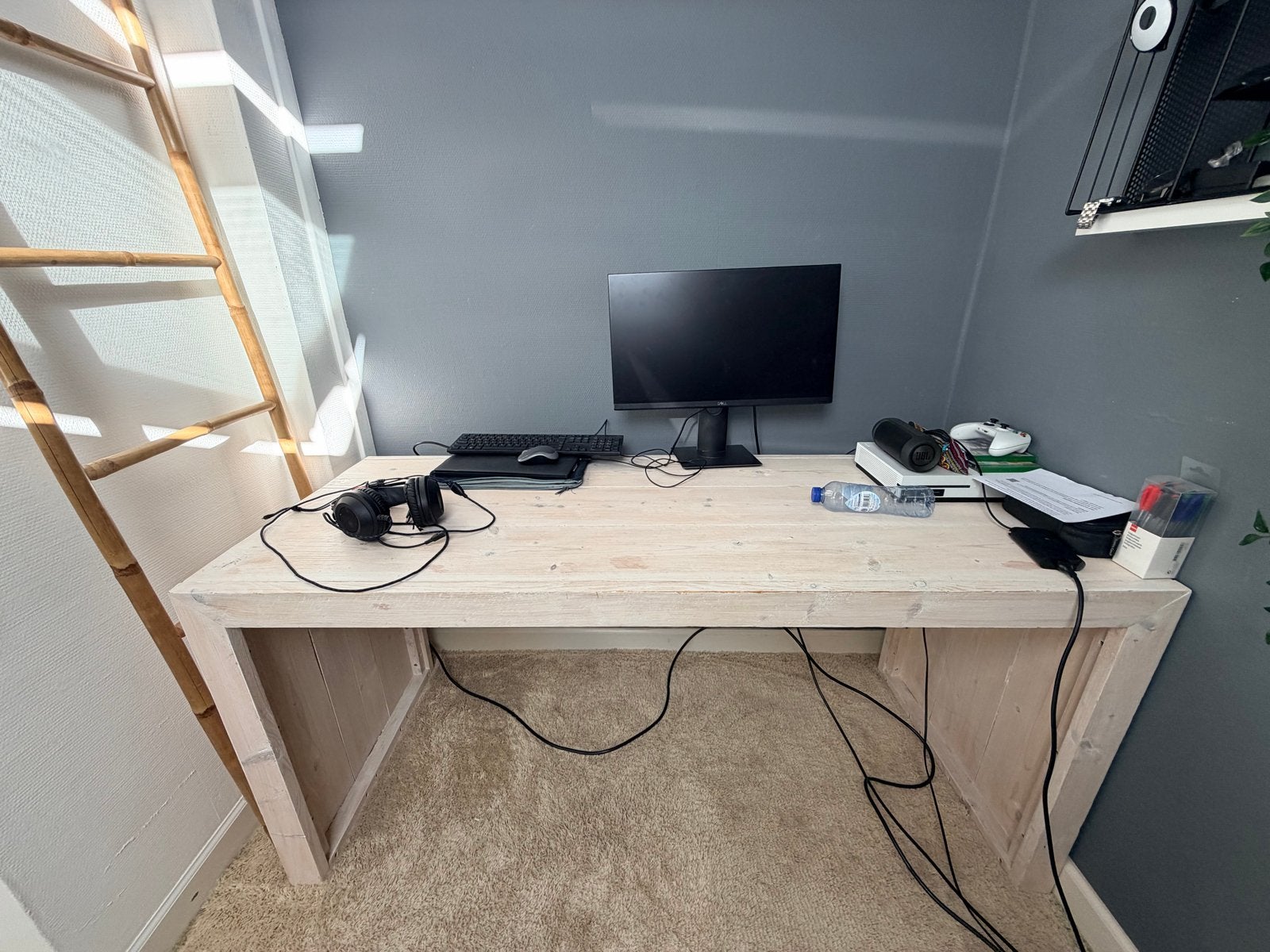 Steigerhouten bureau 160 cm breed, Huis en Inrichting, Ophalen, Gebruikt, Hout