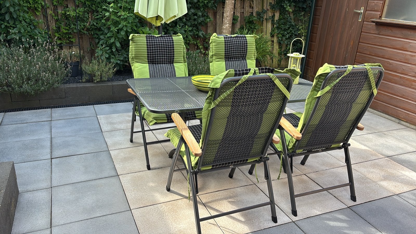 Royal Garden tuinset: 4 inklapbare stoelen en tuintafel, Tuin en Terras, Ophalen of Verzenden, Zo goed als nieuw, Metaal, Inklapbaar