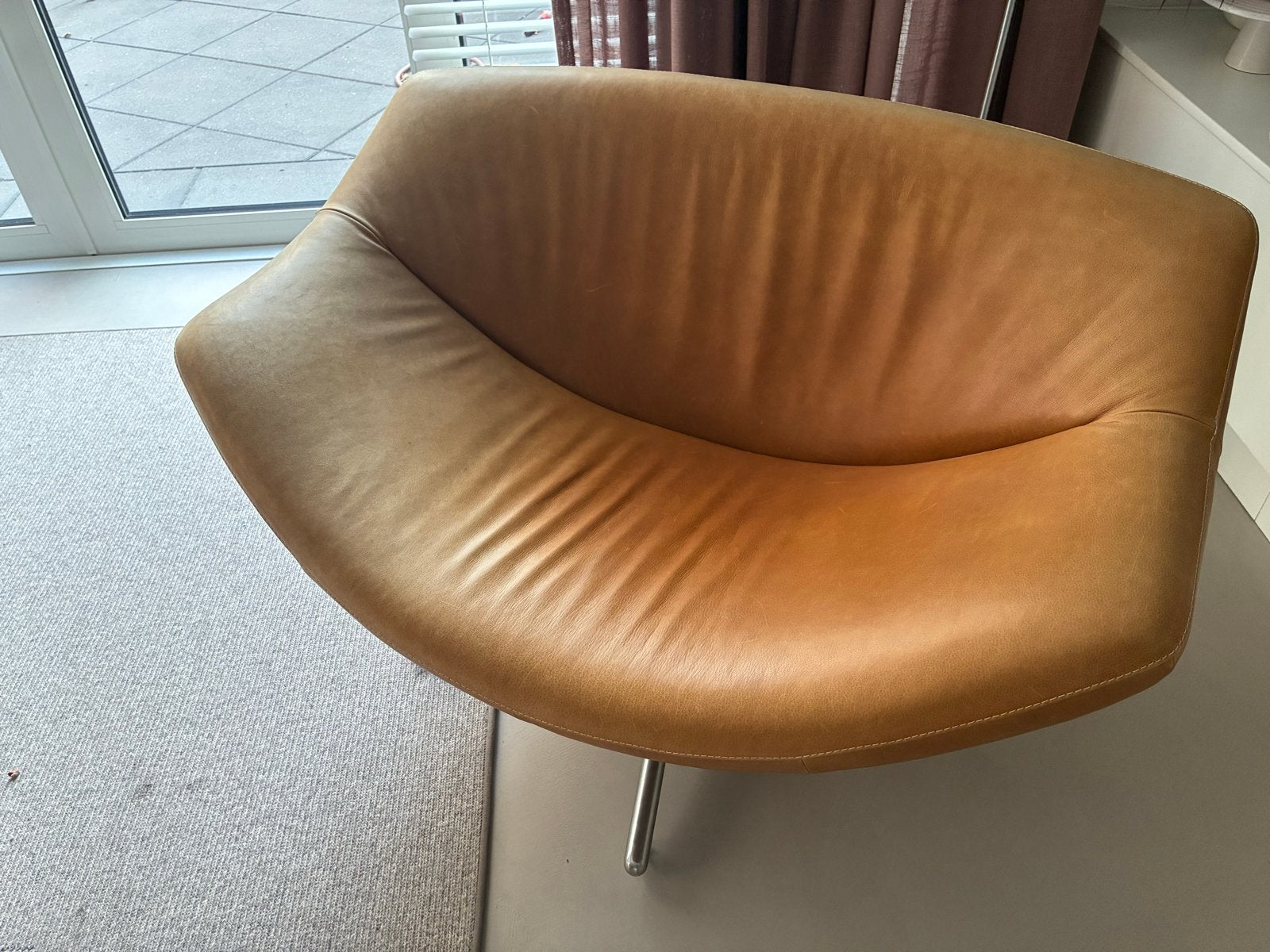 LABEL | Vandenberg Gigi leren fauteuil, Huis en Inrichting, Ophalen, Gebruikt, 100 tot 125 cm, Leer