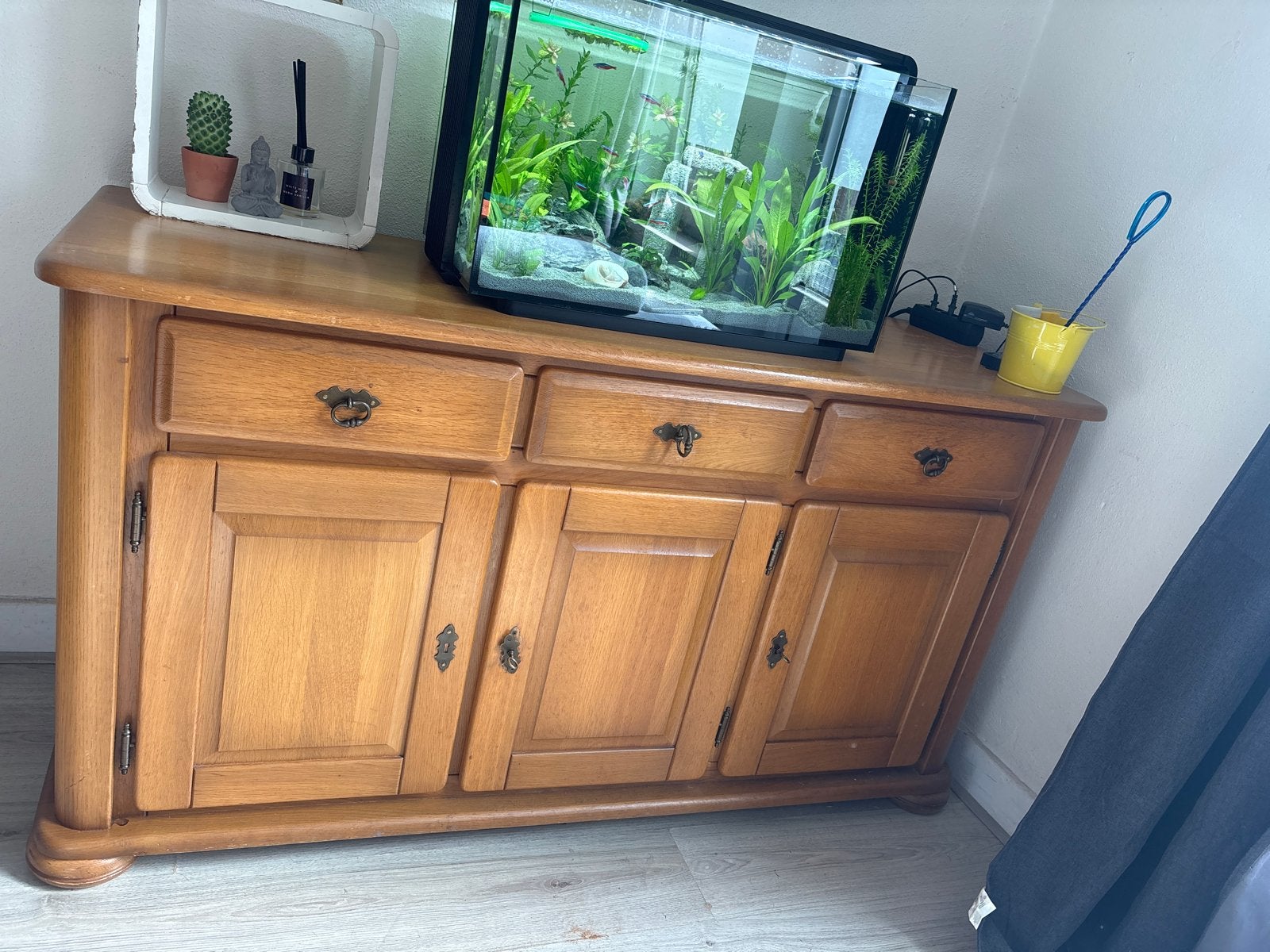 Massief eiken dressoir met lades en deuren, Huis en Inrichting, Kasten | Dressoirs, Ophalen, Gebruikt, 150 tot 200 cm, Eikenhout