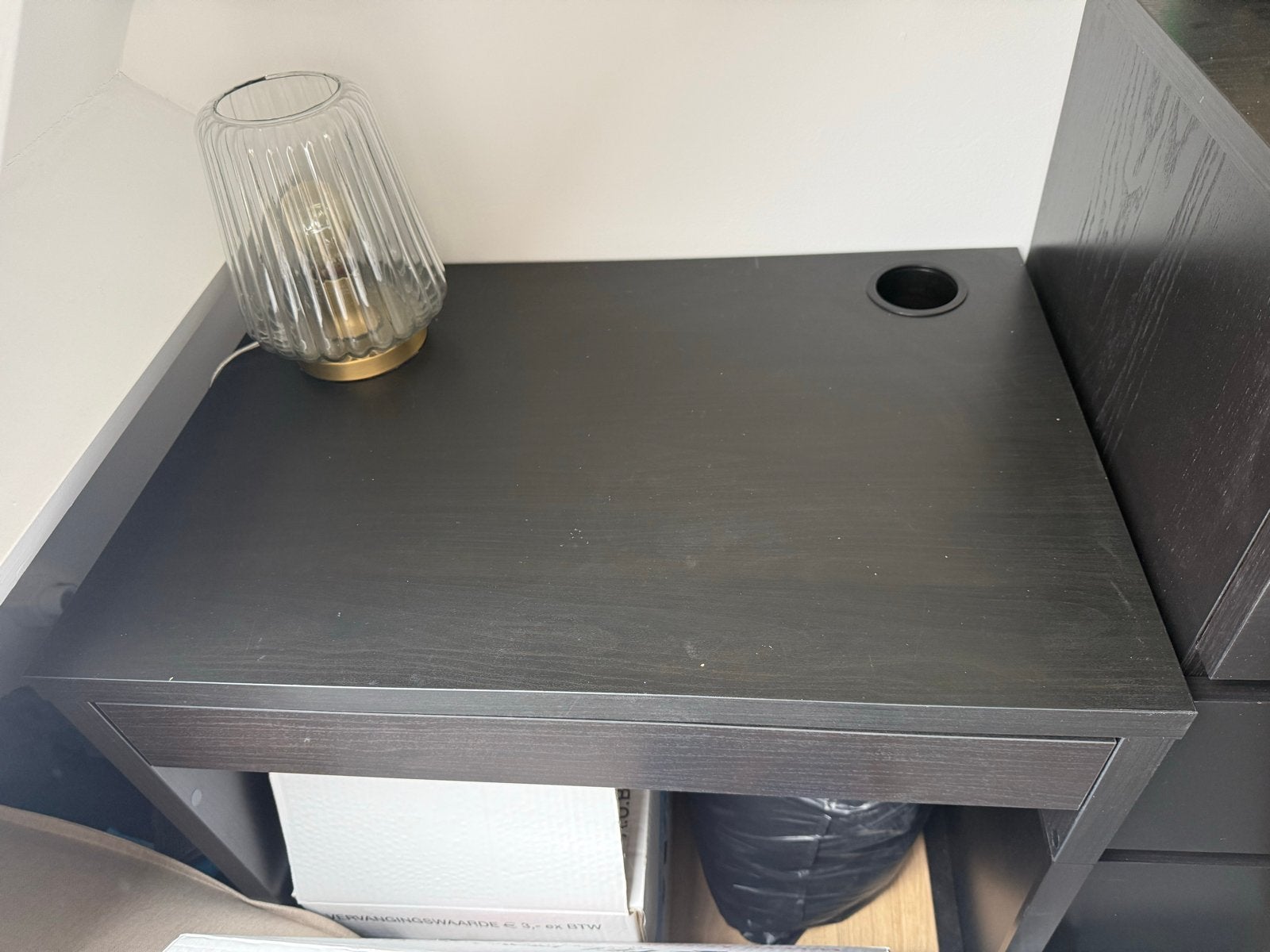 IKEA Malm bureau 73x50cm - Donkerbruin, Ophalen, Zwart, Gebruikt, Met lades