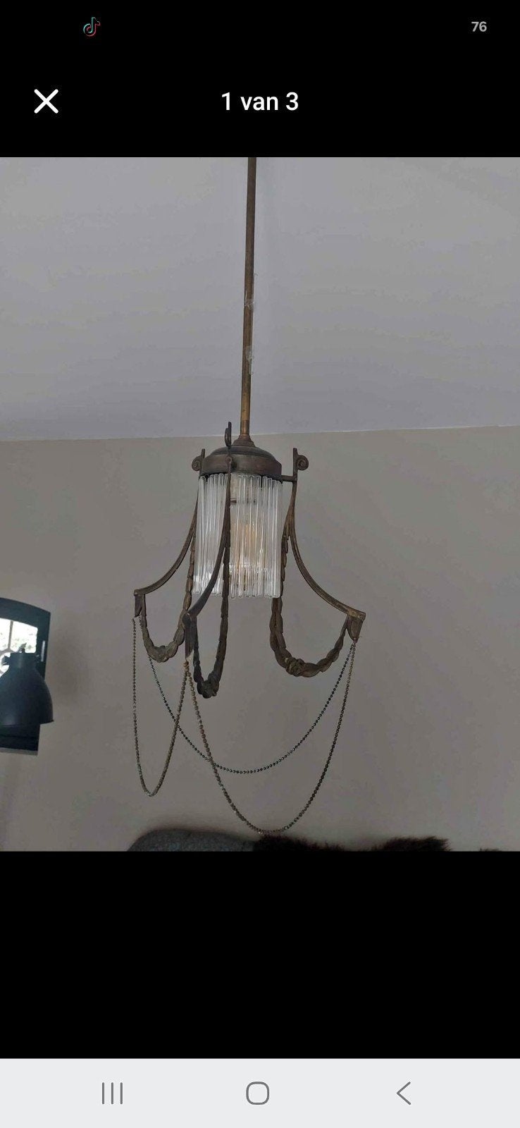 oude Jugendstil art nouveau hanglamp, Huis en Inrichting, Ophalen, Gebruikt