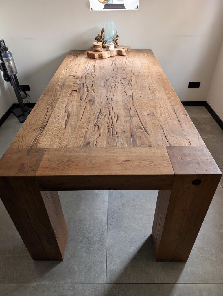 Robuuste Eikenhouten Eettafel - Landelijke Stijl, Ophalen, Gebruikt, Landelijke, robuuste stijl, Eikenhout