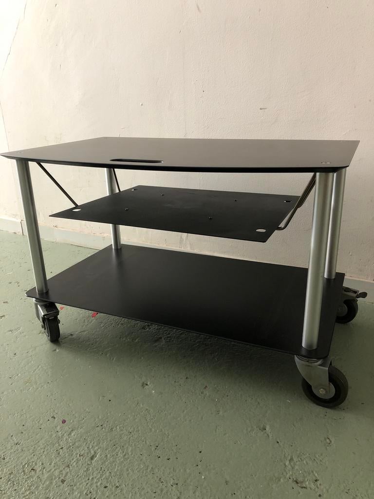 Zwart metalen trolley met wielen en 3 planken STEINCO WIELEN, Huis en Inrichting, Ophalen of Verzenden, Zo goed als nieuw, 75 cm of meer