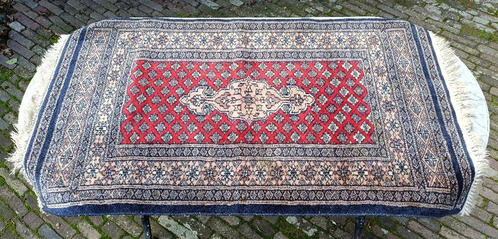 Perzisch geknoopt tapijt kleed tafelkleed 104 x 61 cm (KP4), Gebruikt, 100 tot 150 cm, Rechthoekig, 50 tot 100 cm