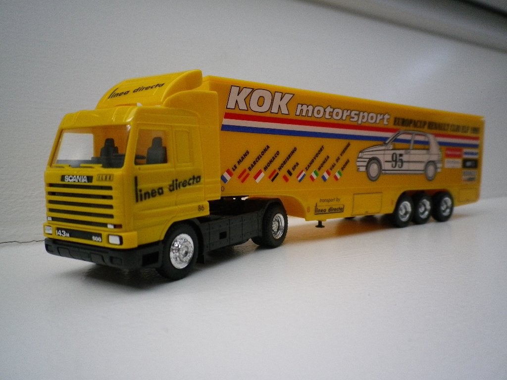 Herpa Scania 143 streamline Linea directa/ kok racing. Nieuw, Ophalen of Verzenden, Nieuw, Bus of Vrachtwagen, Herpa