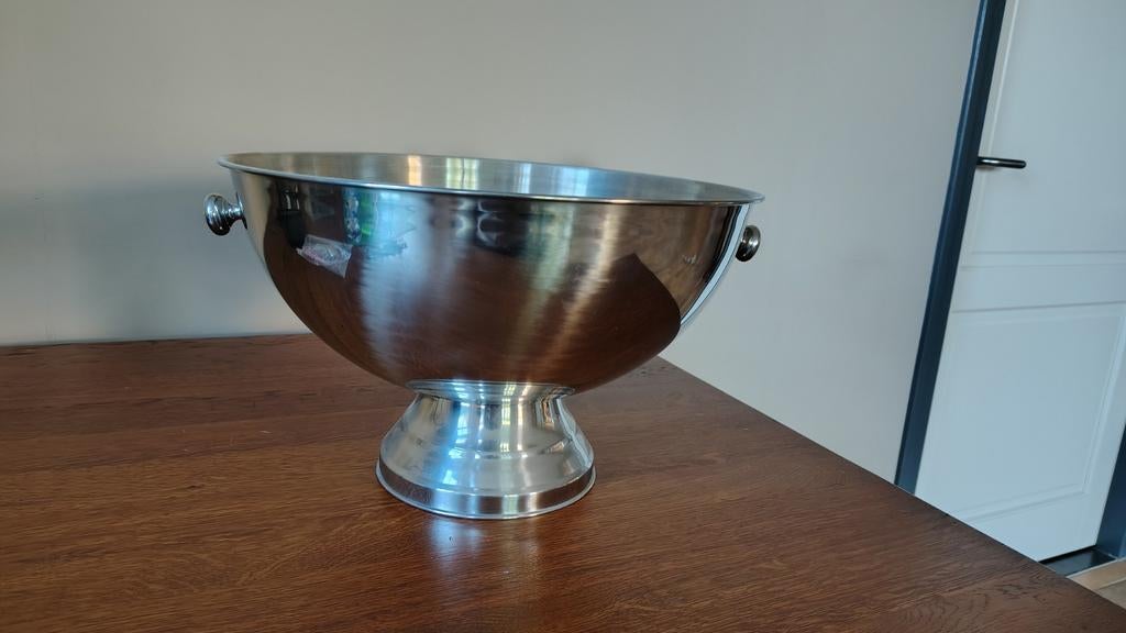Decoratieve RVS Schaal - H 24,5cm, Ø 40cm, Ophalen, Overige materialen, Schaal, Rond