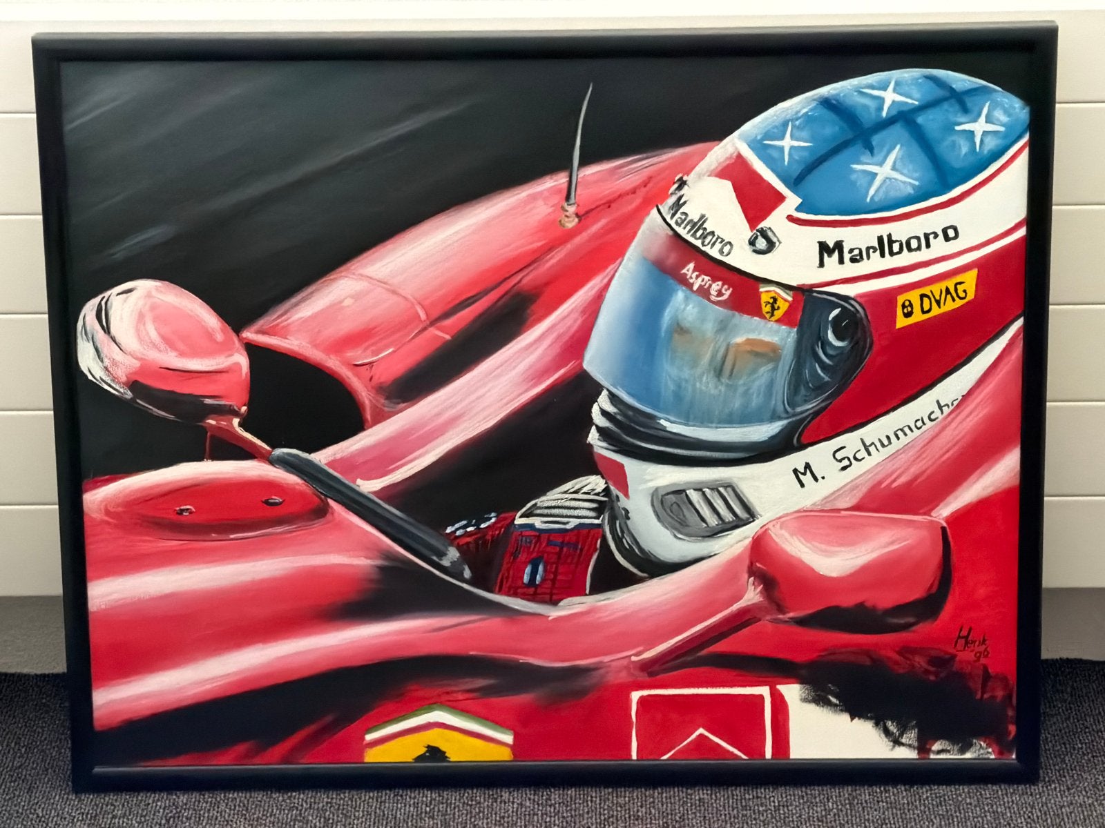 Olieverf Schilderij Michael Schumacher 1996 - Henk Uitslag, Ophalen, Poster, Artwork of Schilderij