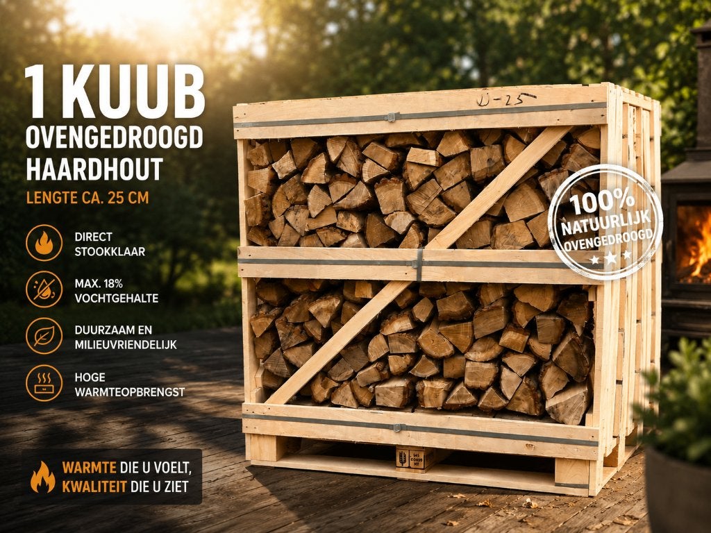 Ovengedroogd Haagbeuk kratten 1 kuub | Openhaardhout beuken, 6 m³ of meer, Ophalen, Beukenhout, Blokken