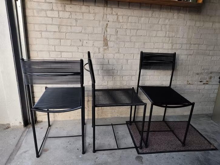 3x Giandomenico Belotti voor Alias vintage zwarte spaghettis, Gebruikt, Drie, Zwart, Midcentury modern