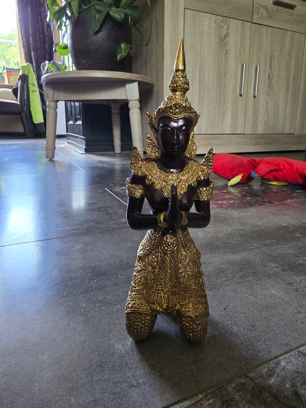 2x Bronzen/Messing Thaise boeddhistische tempelwachter, Overige onderwerpen, Ophalen of Verzenden, 20 - 50 cm, Beeld