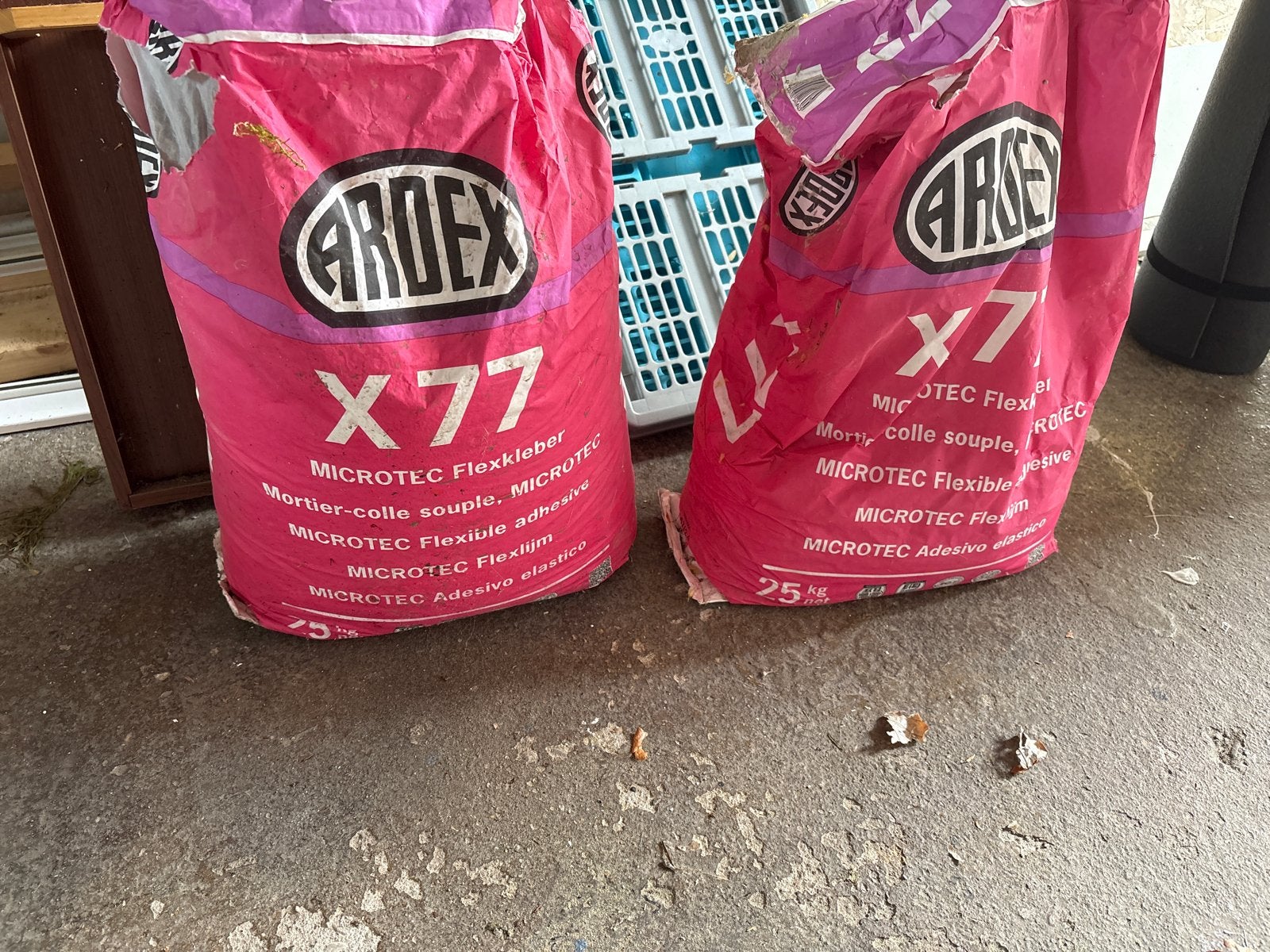 1,5 zak Ardex X 77 Microtec Flexlijm - 25 kg zakken, Ophalen, Gebruikt
