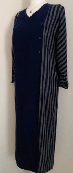 Marina Rinaldi Striped Long Pure Wool Dress Size 40/42-44, Maat 42/44 (L), Nieuw, Ophalen of Verzenden, Grijs