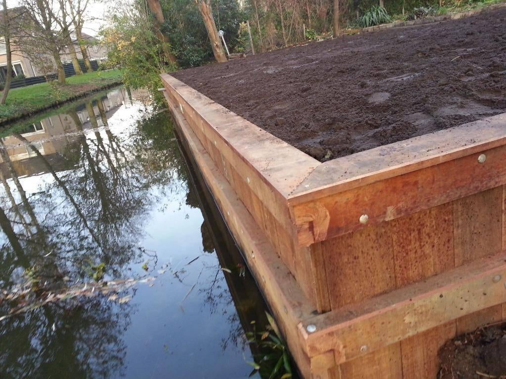 Aktie!! Damwand 4 cm Diverse Lengtes € 60,95 M2, Tuin en Terras, Palen, Balken en Planken, Ophalen, Planken, Nieuw, Hardhout