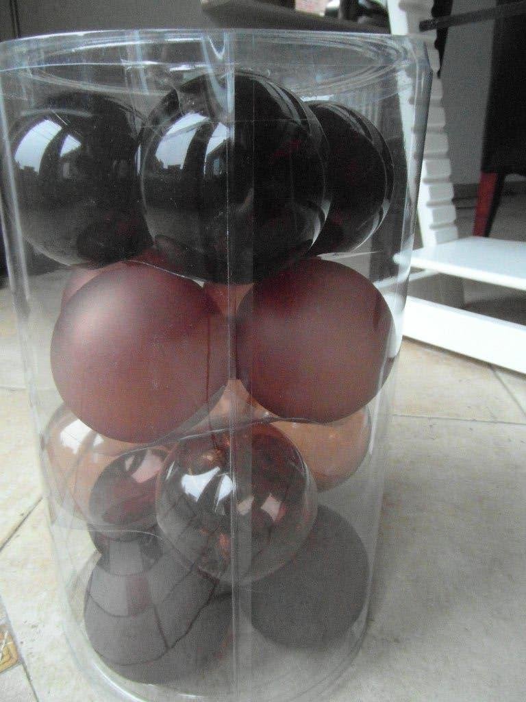 16 kerstballen echt glas bruin  kleuren 8 cm dikte Nieuw, Ophalen of Verzenden, Nieuw