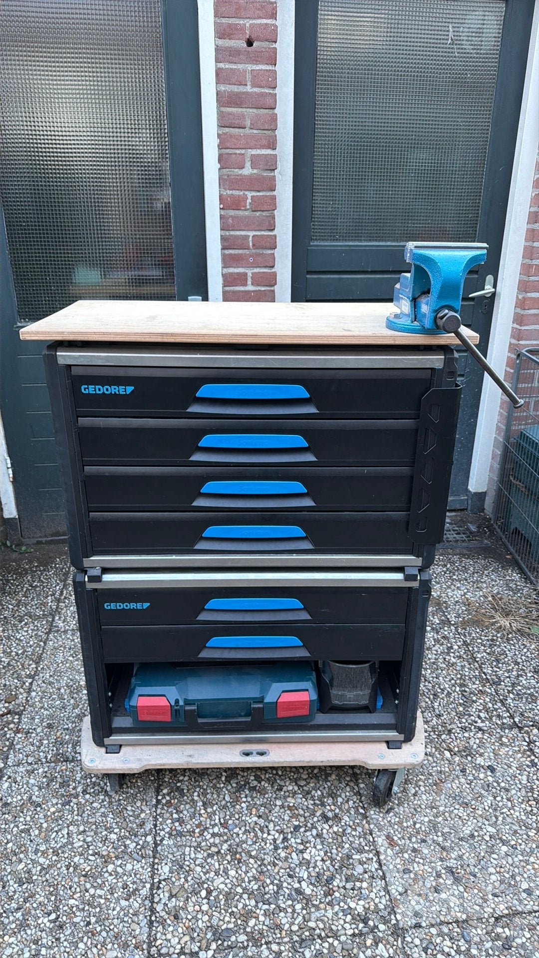 Gedore Workmo B3 met Bankschroef en lege L-Boxx, Ophalen, Zo goed als nieuw, 70 tot 120 cm, Bankschroef