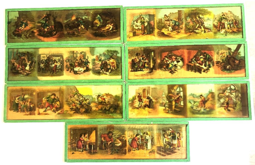 7 toverlantaarn platen, sprookjes, 7 x 22 cm, Ophalen of Verzenden
