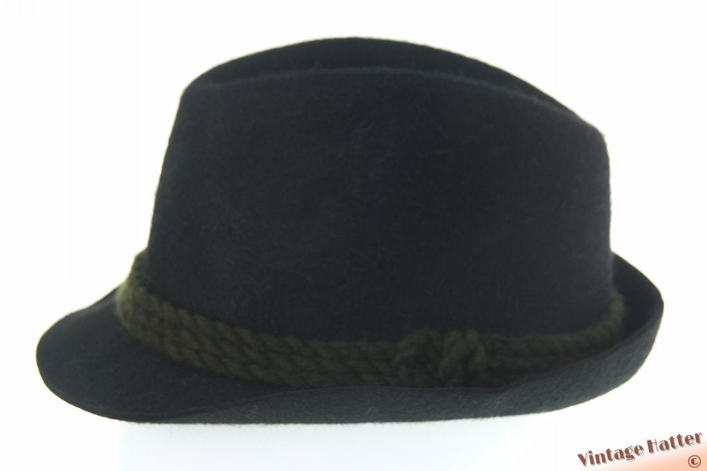 Vintage Jacht gleufhoed Canda zwart haarvilt 58 goede staat, Hoed, Ophalen of Verzenden, Zo goed als nieuw, 58 of 59 cm (L, 7¼ of ⅜ inch)