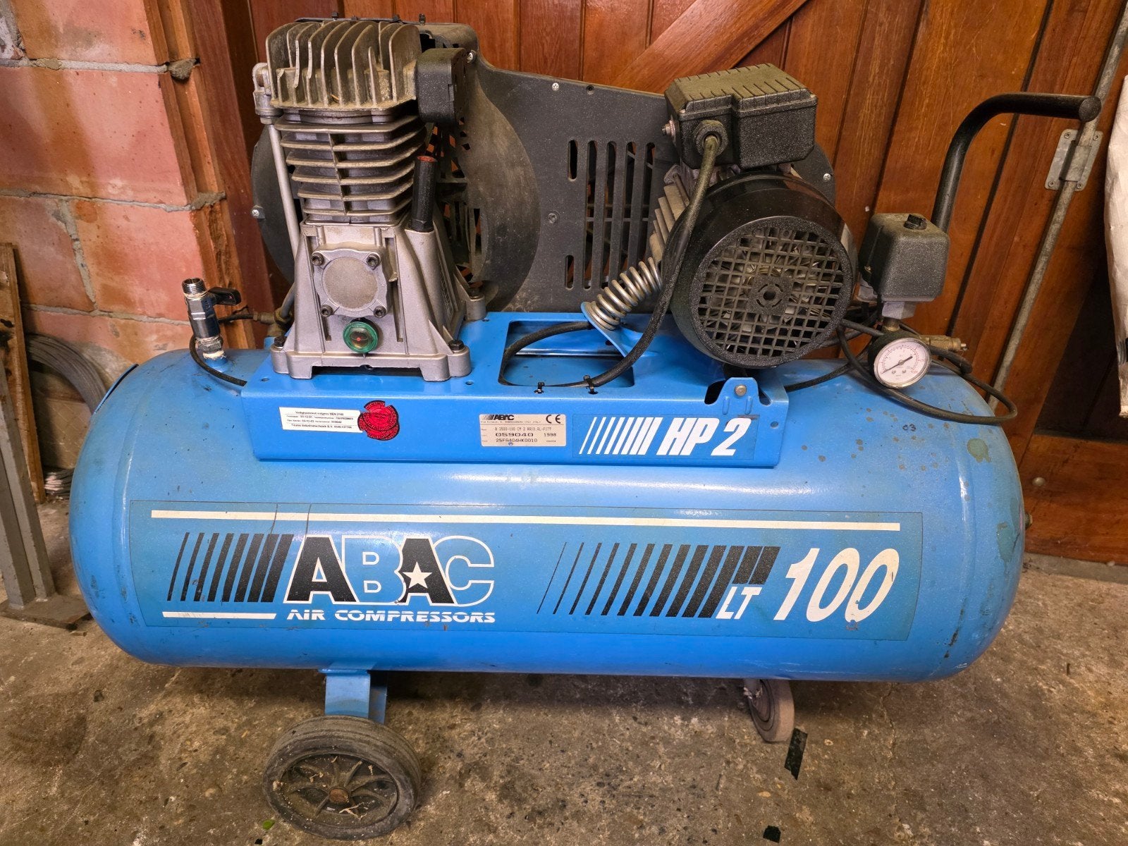 ABAC 220V Compressor - 100 liter tank, Ophalen, Gebruikt, 200 tot 400 liter/min, Mobiel
