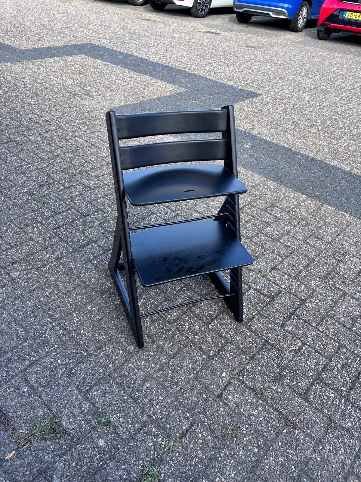 Stokke Tripp Trapp kinderstoel - Zwart, Kinderen en Baby's, Kinderstoelen, Ophalen, Gebruikt, Meegroeistoel, Aanschuifbaar