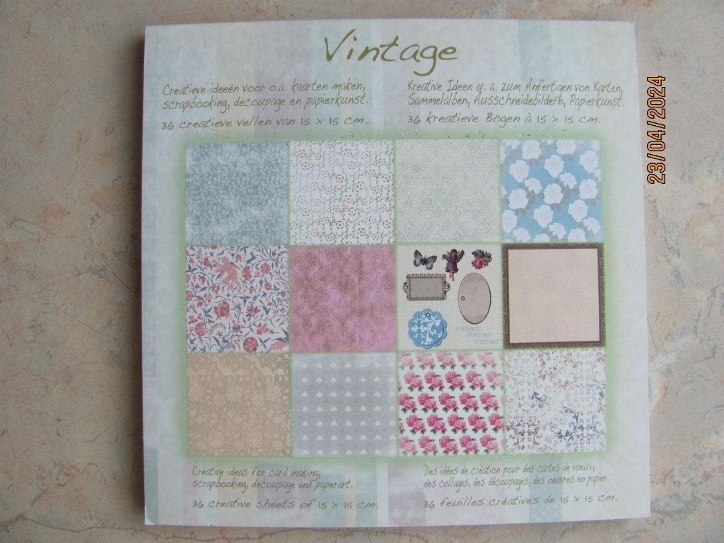 NIEUW papier VINTAGE paperpad PASTEL 12 DESIGNS groen Lente, Ophalen of Verzenden, Nieuw, Overige thema's, Overige typen