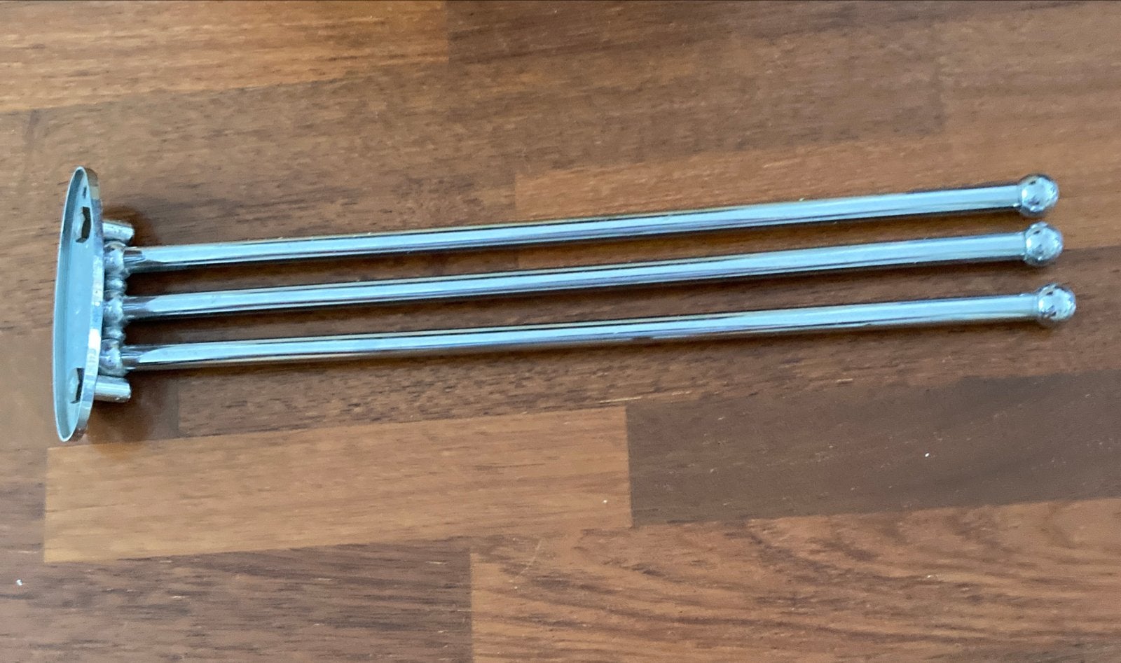 Vintage handdoekrekje chroom met 3 zwenkarmen, Vintage, Gebruikt, Ophalen of Verzenden, Metaal