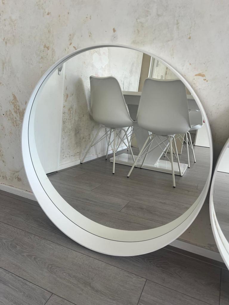 Witte ronde ikea spiegel 80CM  (STOCKHOLM), Ophalen, Rond, Zo goed als nieuw, 75 tot 100 cm