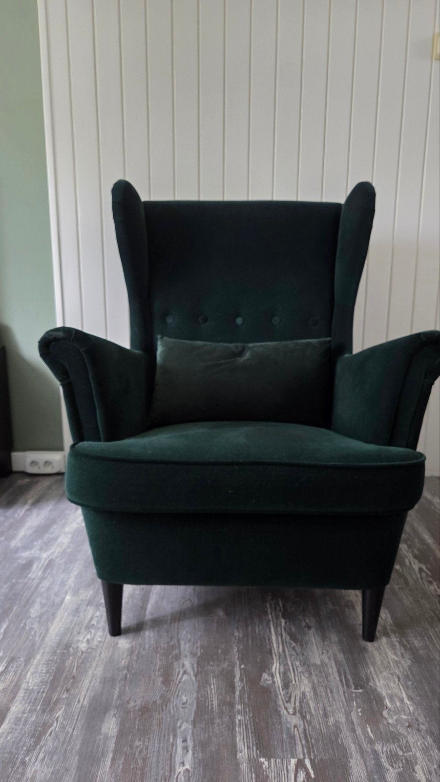 Ikea Strandmon oorfauteuil - Donkergroen fluweel, Ophalen, Modern, Comfortabel, Twee, Overige kleuren