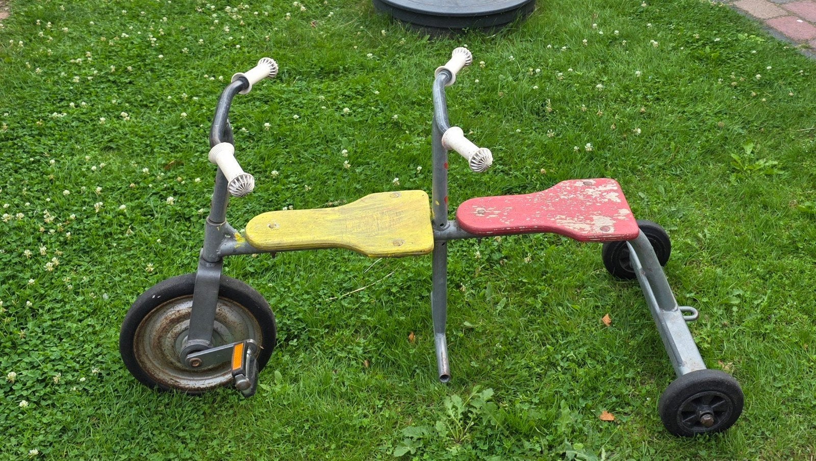 Vintage Duo Driewieler, Antieke Tandem Kinderfiets, Kinderen en Baby's, Speelgoed | Buiten | Skelters, Ophalen, Gebruikt, Overige merken