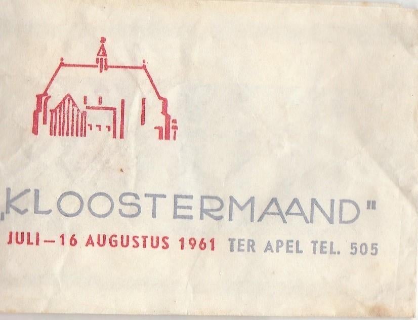 Kloostermaand Ter Apel 1961, Ophalen of Verzenden