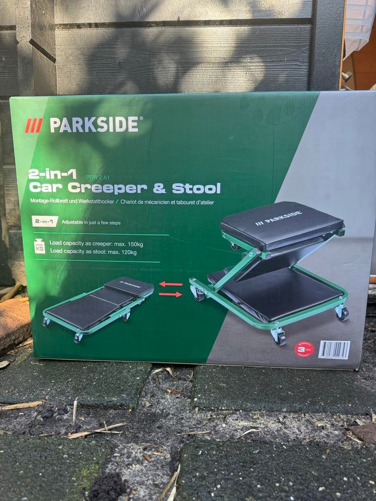 Parkside 2-in-1 Werkplaatskruk & Rolbord - Nieuw in verpakki, Auto diversen, Autogereedschap, Ophalen, Nieuw