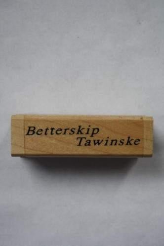 Stempel Betterskip Tawinske 6x1,1cm, Ophalen of Verzenden, Nieuw, Houten stempel