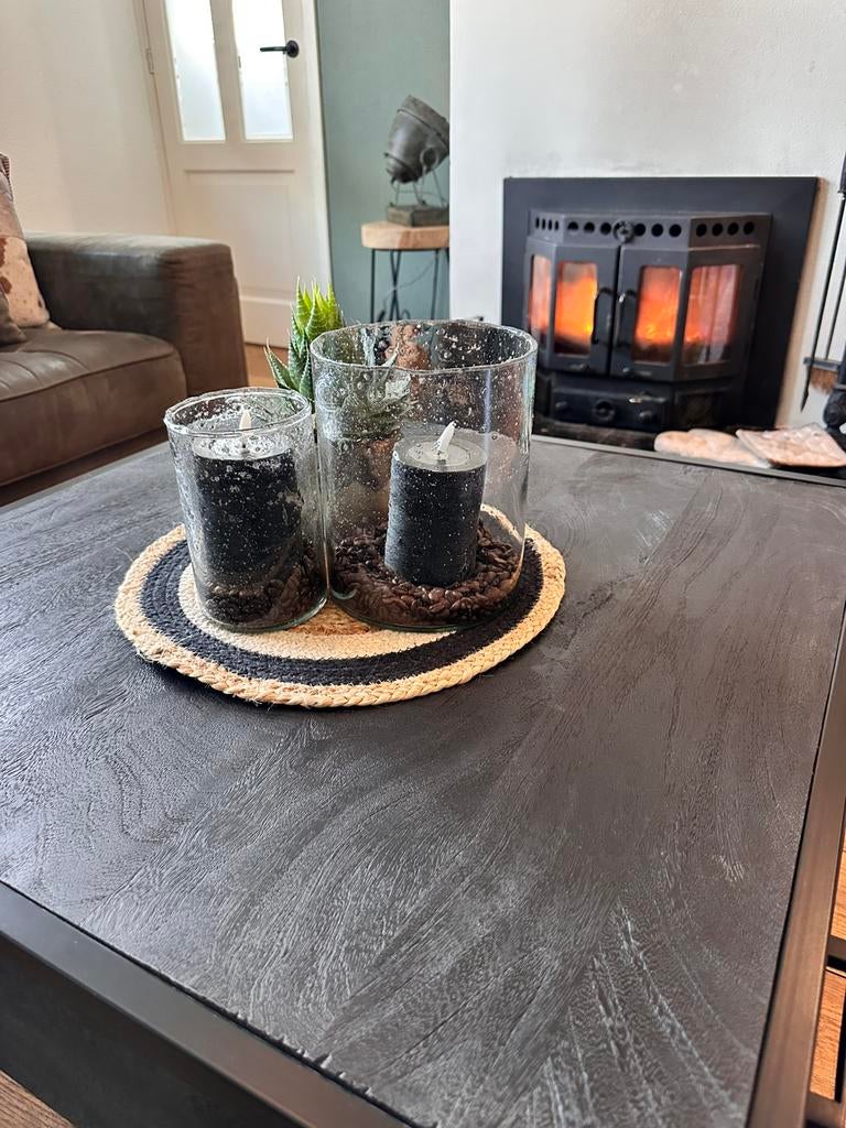 EXCLUSIEF - Mangohouten Salontafel - 80x80 - NIEUW, Ophalen, 50 tot 100 cm, Rond, Zo goed als nieuw