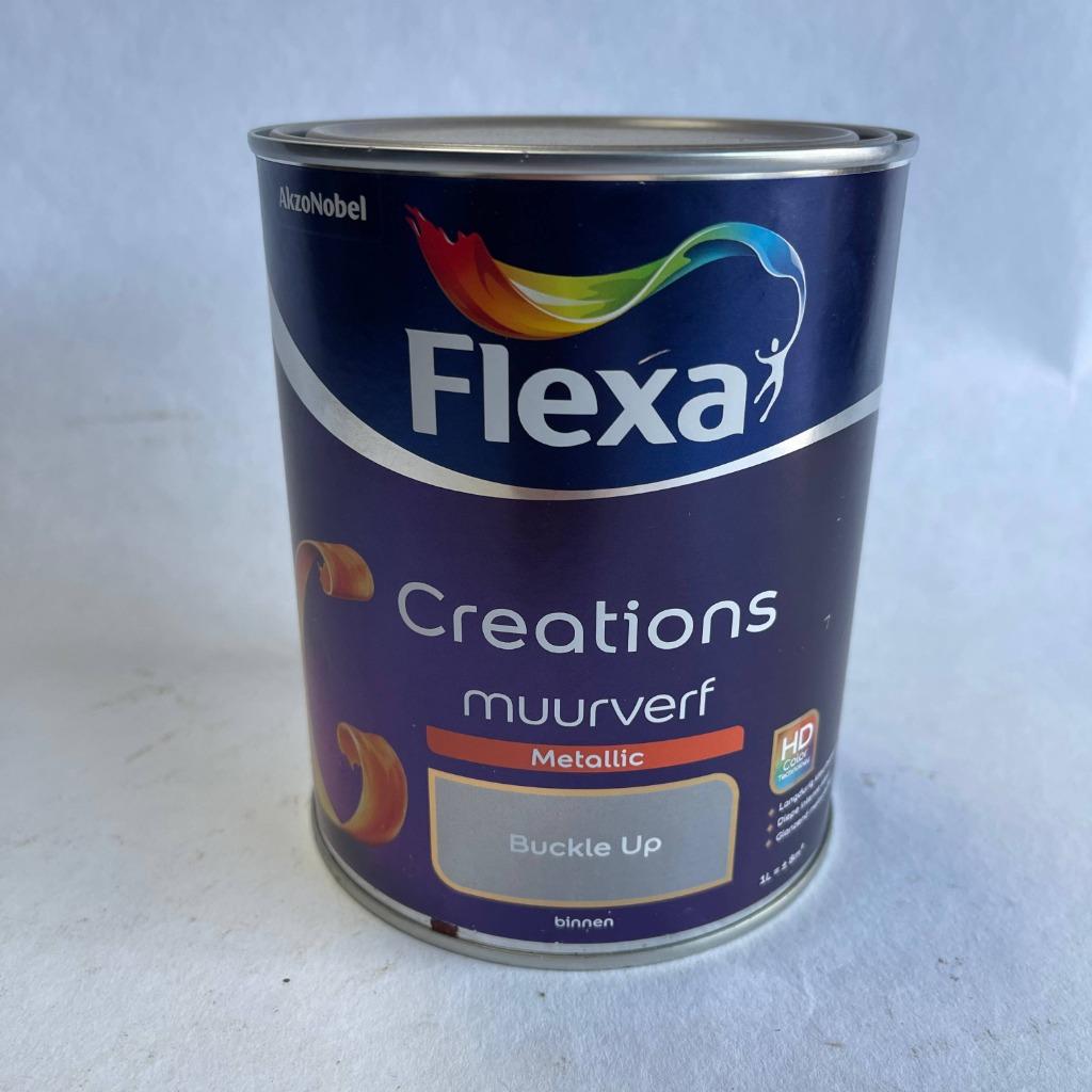 Flexa Creations Muurverf Buckle Up Metallic Zilver 1L, Flexa, Flexa, Nieuw, Ophalen of Verzenden