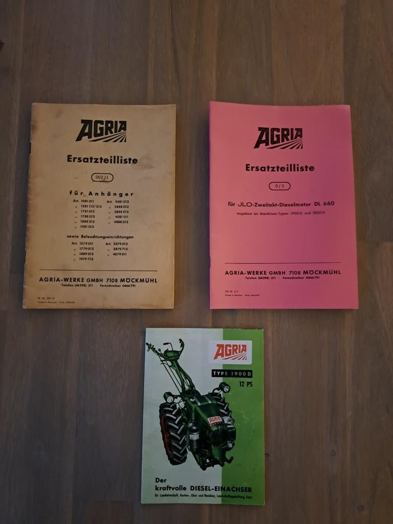 Agria 1900D Onderdelen Boeken - Handleidingen, Ophalen of Verzenden, Gelezen, Werktuigbouwkunde, Agria-Werke GmbH