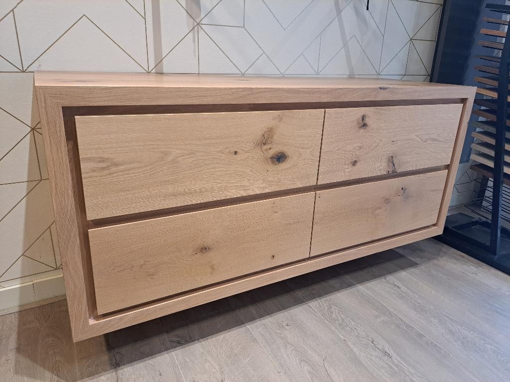 Uniek Rustiek Massief Eiken Houten badmeubel 140cm waskom, 100 tot 150 cm, Nieuw, Ophalen of Verzenden, Minder dan 100 cm