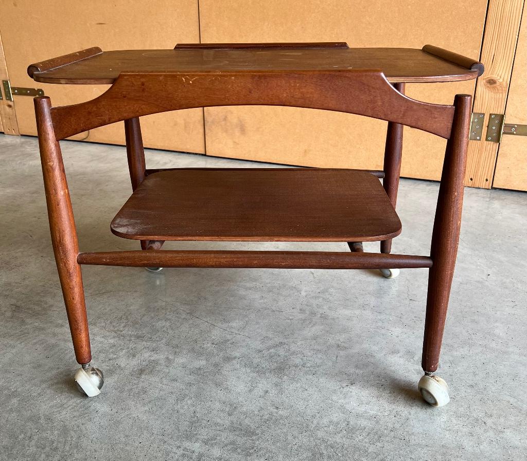 Een Deense vintage teakhouten drankjes trolley, Huis en Inrichting, Ophalen, Gebruikt