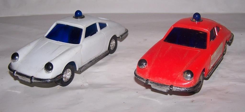 2 vintage politie en brandweer Porsche modellen. Izgs., Antiek en Kunst, Ophalen of Verzenden