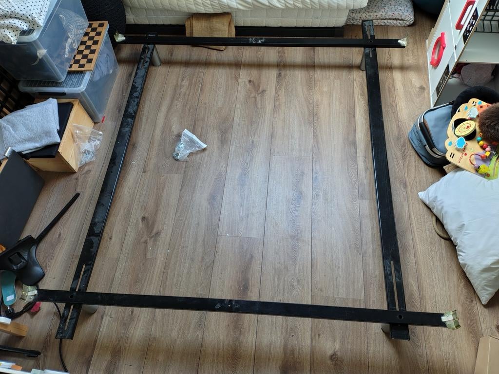 Potenset Bedbodem 180cm Breed met Onderstel, Ophalen, Gebruikt, Zwart, Tweepersoons