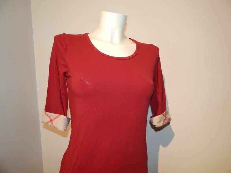 Burberry Brit bordeaux rood shirt ruit print omslag mouw S, Ophalen of Verzenden, Zo goed als nieuw, Maat 36 (S), Rood