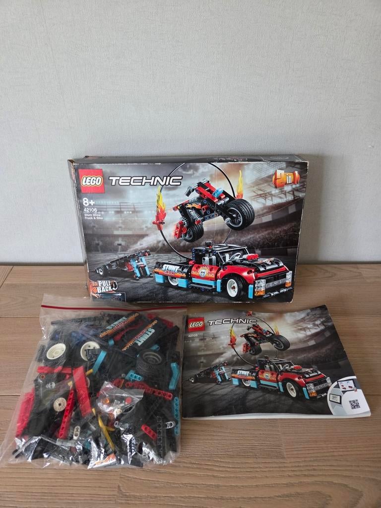 LEGO Technic 42106 Stuntshow Truck & Motor, Ophalen of Verzenden, Gebruikt, Complete set, Lego