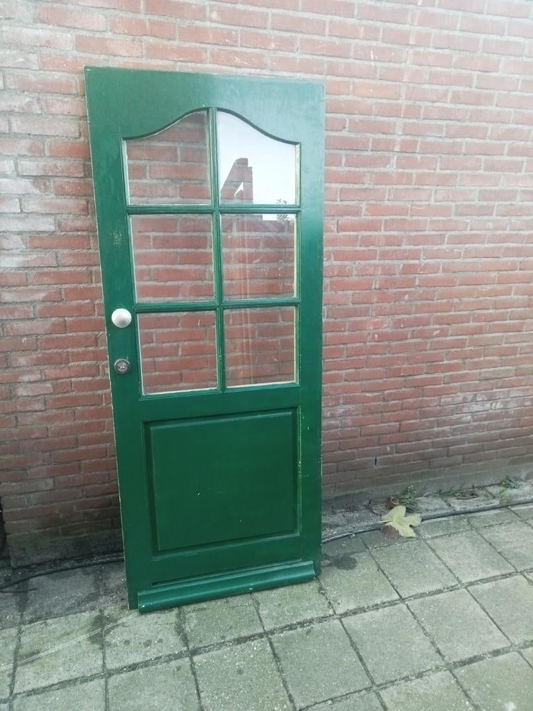 83x200.5cm met roedeverdelingnaar binnen draaiende deur, Ophalen, 80 tot 100 cm, 200 tot 215 cm, Glas