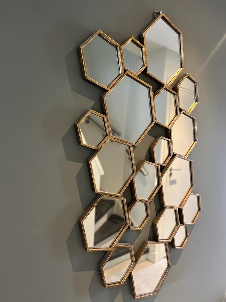 Hexagon spiegel. Goud, Ophalen, Zo goed als nieuw, Overige vormen, 100 tot 150 cm